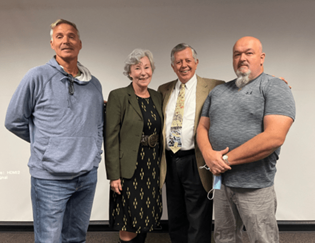 Dr. Walter Boright with Joanne Rajoppi, Mark Wills, and Gerald Marko at the 2022 UCHS presentation on Robert Zarinsky.